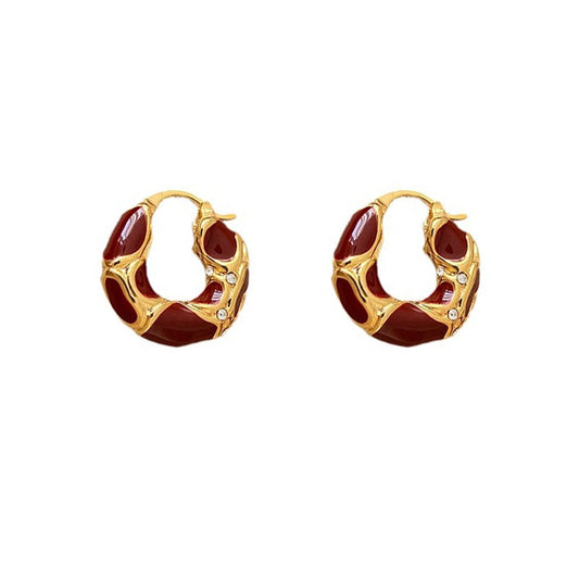 French drop glazed leopard print circle earrings, popular earrings - AstroVerse™