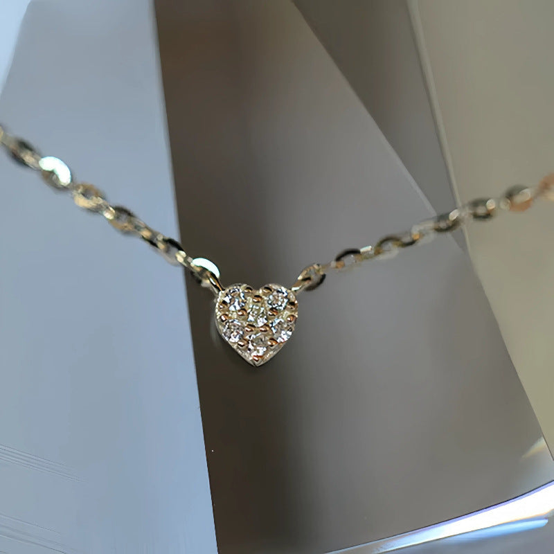 Dainty Heart Necklace 925 Silver - 14K Gold Plated Diamond Pendant - AstroVerse™