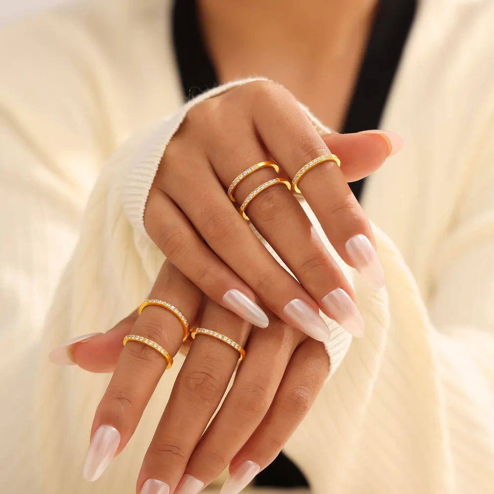 Minimalist Zircon Stacking Ring - Titanium Steel PVD Plated Thin Band - AstroVerse™