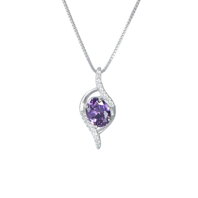 Clavicular Amethyst Pendant Necklace – Sterling Silver - AstroVerse™