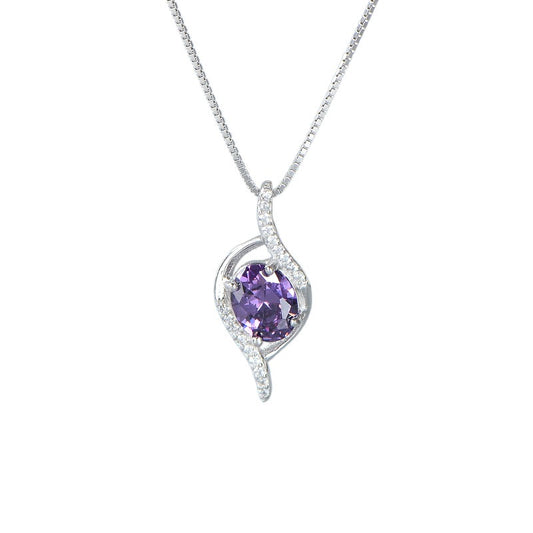 Clavicular Amethyst Pendant Necklace – Sterling Silver - AstroVerse™