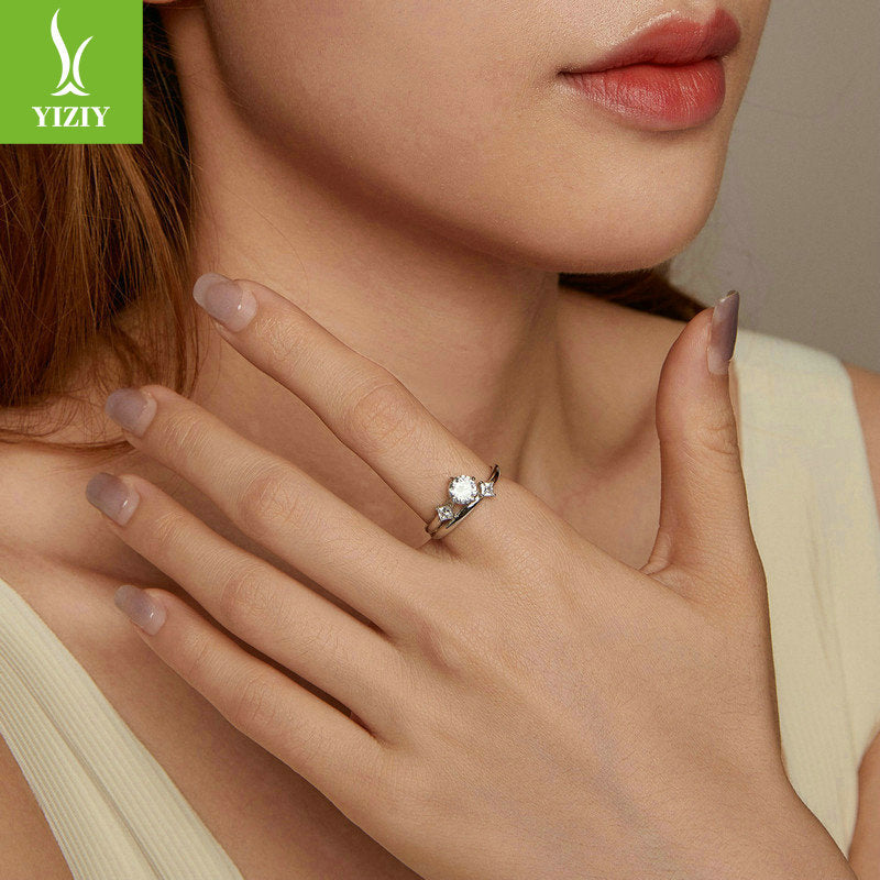 Double Band Zircon Ring 925 Silver - Platinum Plated Stacking Wedding Ring - AstroVerse™