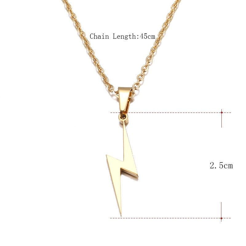 Lightning Bolt Necklace Stainless Steel - Unisex Scar Pendant Chain - AstroVerse™