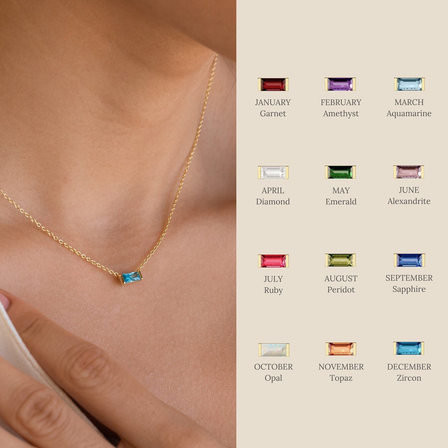 Twelve Birthday Stone Necklace 12 Birthday Stone Zirconia
