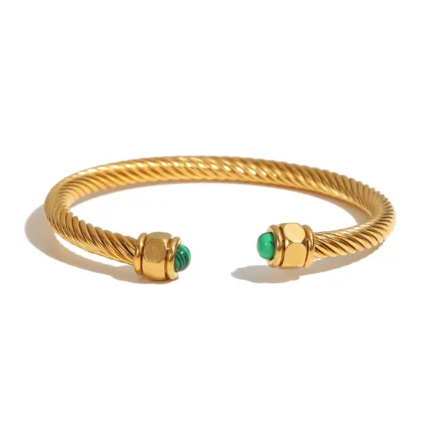 18K Gold-Plated Natural Stone Twisted Thread Bracelet