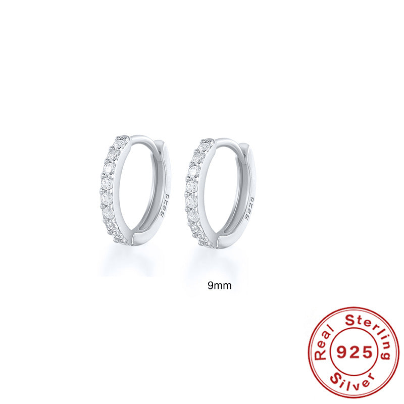 S925 Sterling Silver Circle Earrings with Turquoise and Diamond Inlay 18K Gold Plated Stud Earrings Jewelry