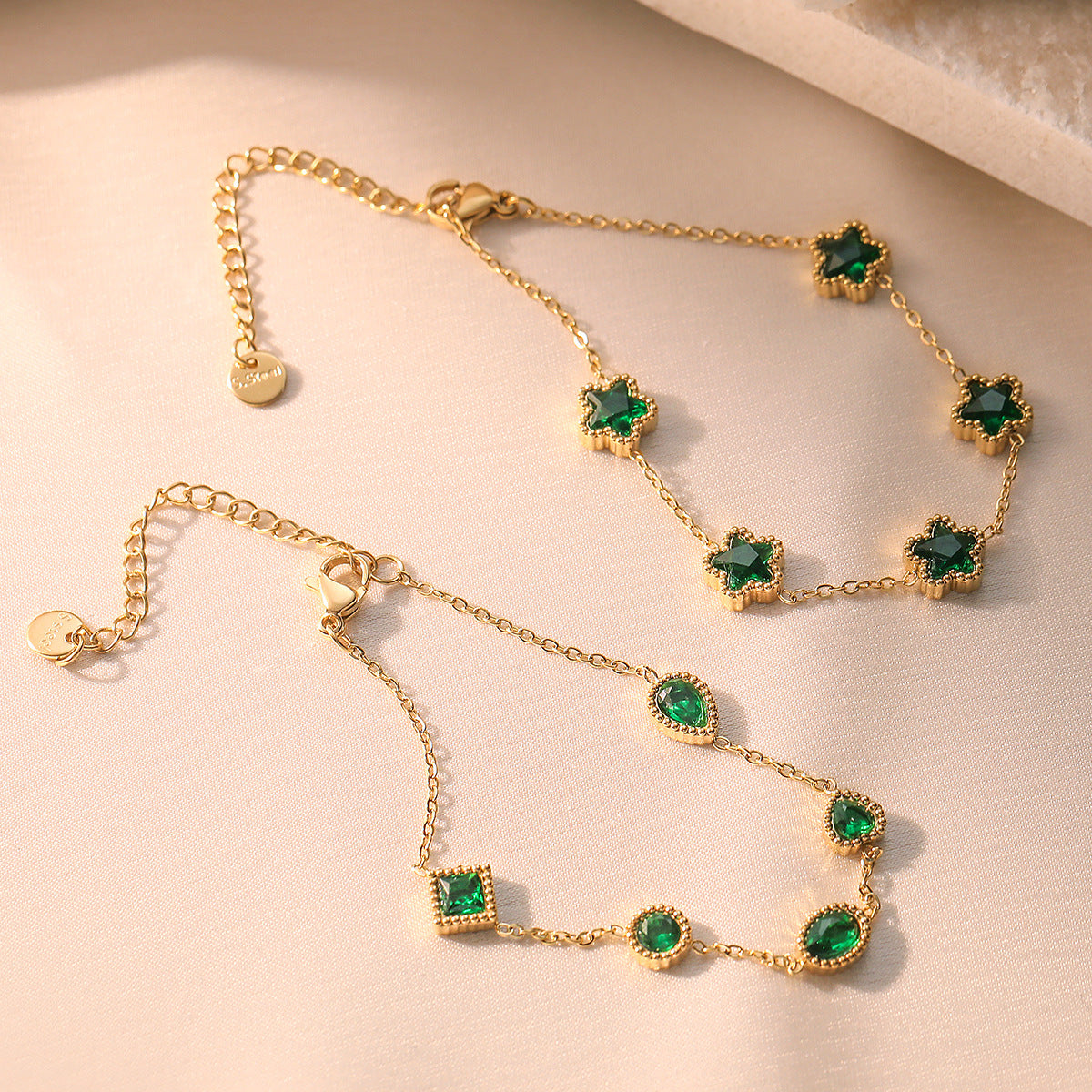 Titanium Steel Zircon Bracelet - Geometric Chain Bracelet Adjustable - AstroVerse™