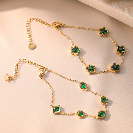 Titanium Steel Zircon Bracelet - Geometric Chain Bracelet Adjustable - AstroVerse™