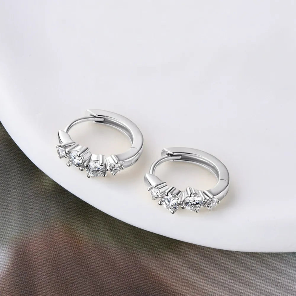 925 Sterling Silver Moissanite Huggie Earrings - AstroVerse™