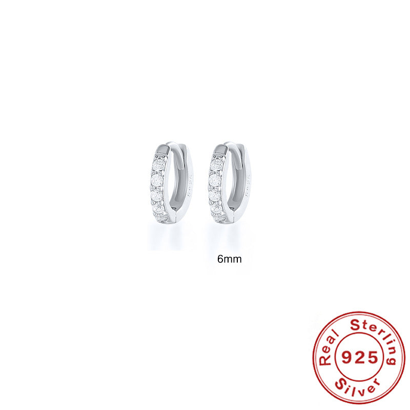S925 Sterling Silver Circle Earrings with Turquoise and Diamond Inlay 18K Gold Plated Stud Earrings Jewelry