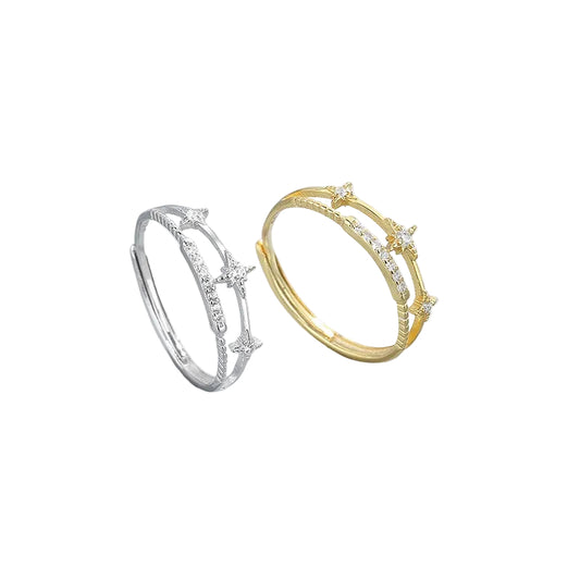 Eprolo S925 silver octomoment double layer open ring with trendy niche design, worn on index finger, stylish women's jewelry.