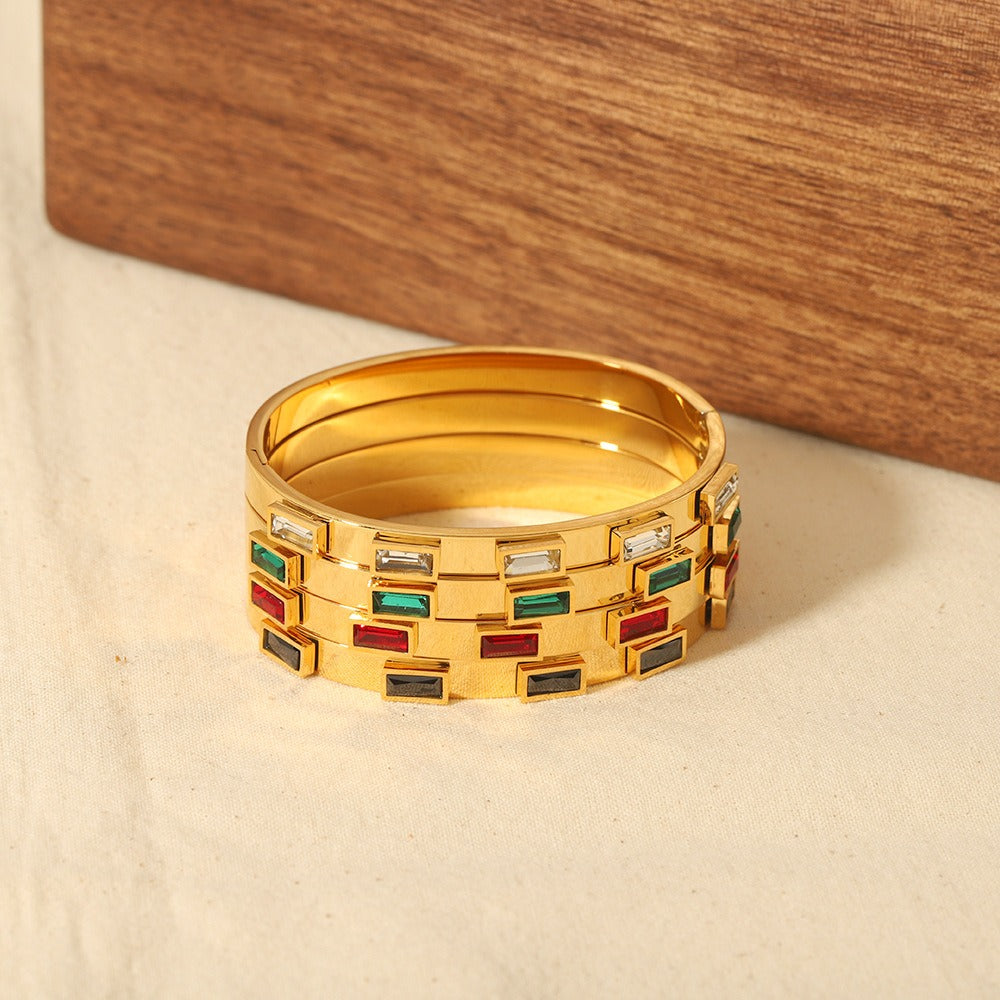 Geometric Bracelet Stainless Steel Zircon Bracelet Fashion Retro Titanium Steel Bracelet - AstroVerse™