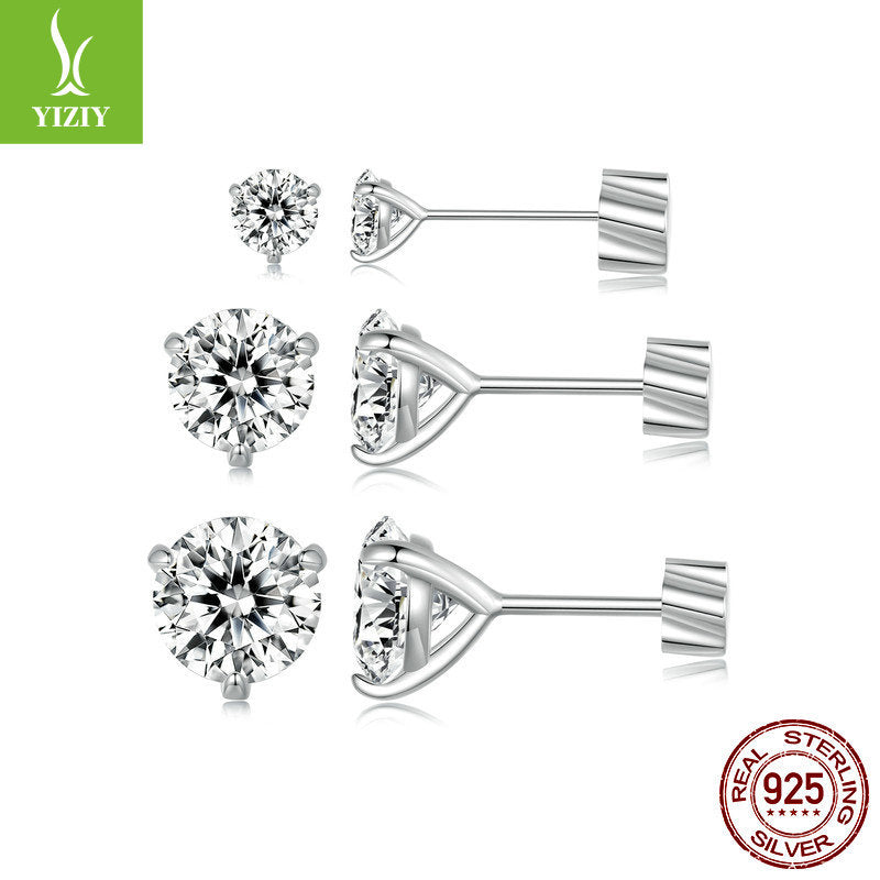 Moissanite Stud Earrings 925 Sterling Silver - Platinum Plated Three Claw - AstroVerse™