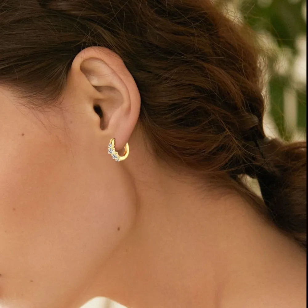 925 Sterling Silver Moissanite Huggie Earrings - AstroVerse™