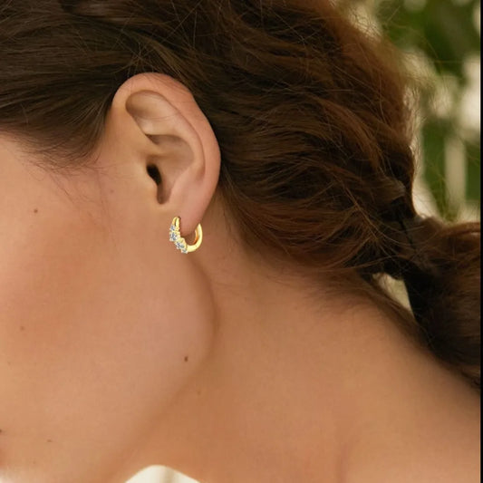 925 Sterling Silver Moissanite Huggie Earrings - AstroVerse™