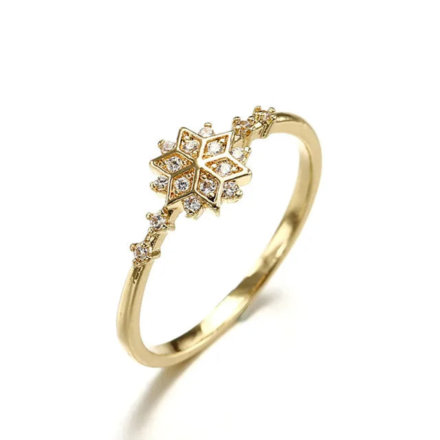Snowflake Zircon Ring 925 Silver - 14K Gold or Platinum Plated - AstroVerse™