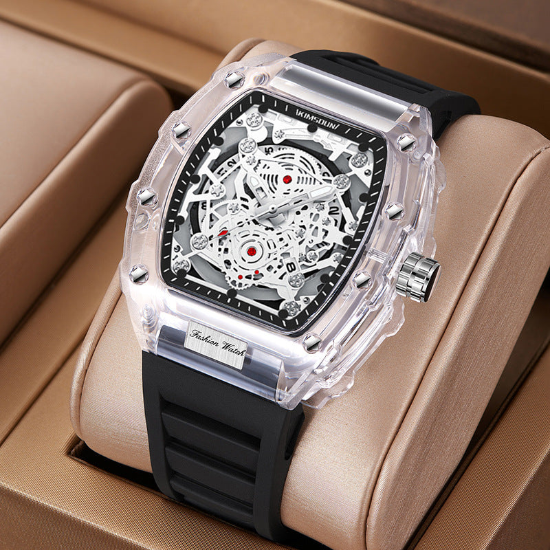 KIMSDUN Barrel Watch Men - Transparent Quartz 47mm Waterproof Sports - AstroVerse™