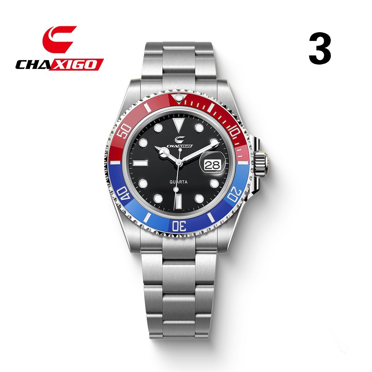 Swiss Brand CHAXIGO Men's Watch Green Submariner Style Waterproof Versatile Alloy Quartz Watch - AstroVerse™
