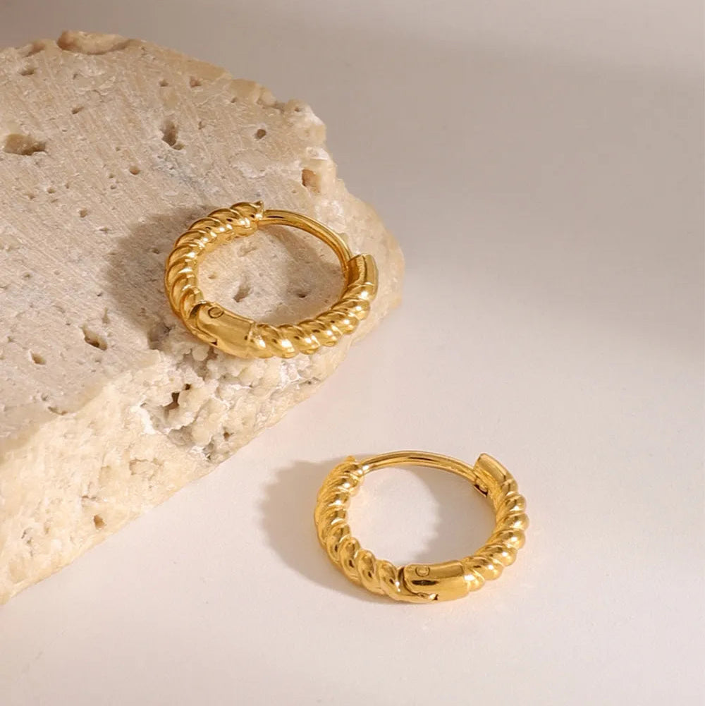 18K Gold Plated Huggie Earrings - Stainless Steel Small Hoop Studs - AstroVerse™