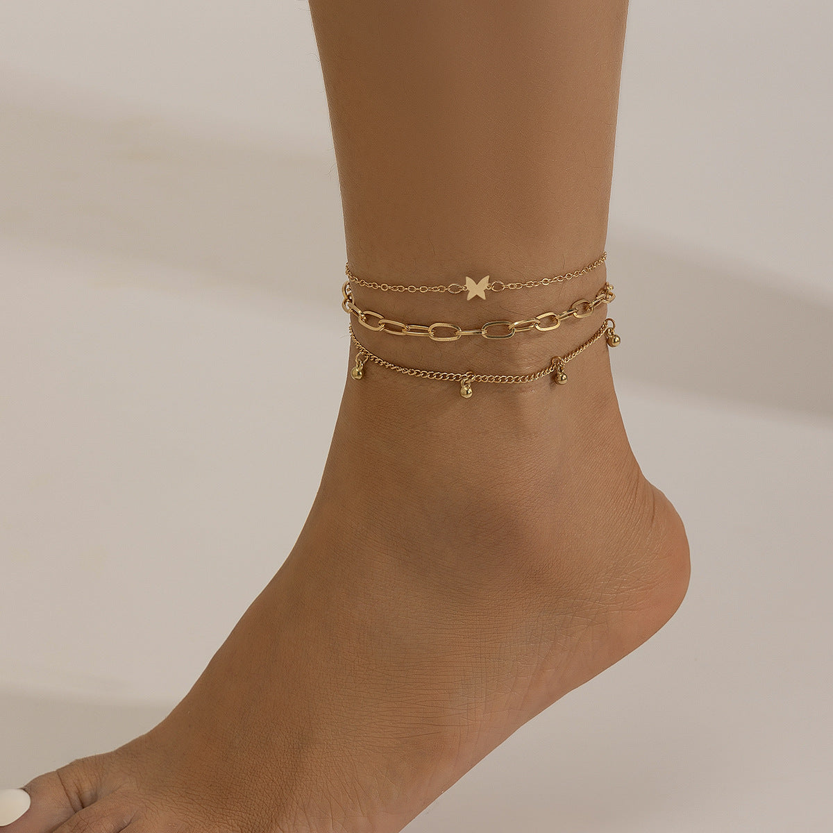 Beach Anklet Set - Layered Gold Chain with Shell Dolphin Pearl Charms - AstroVerse™