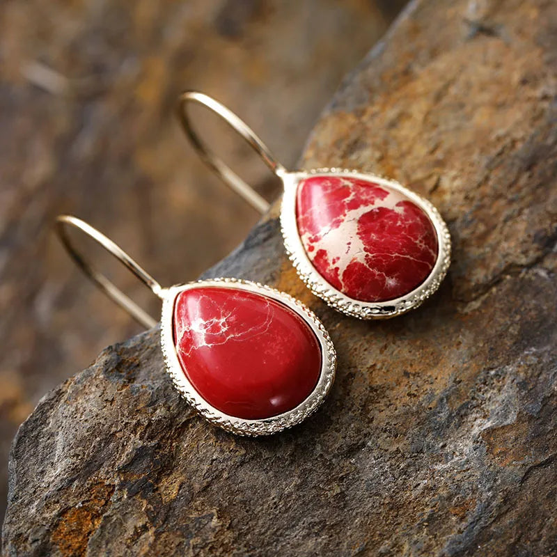 Copper Natural Stone Teardrop Shape Earrings - AstroVerse™