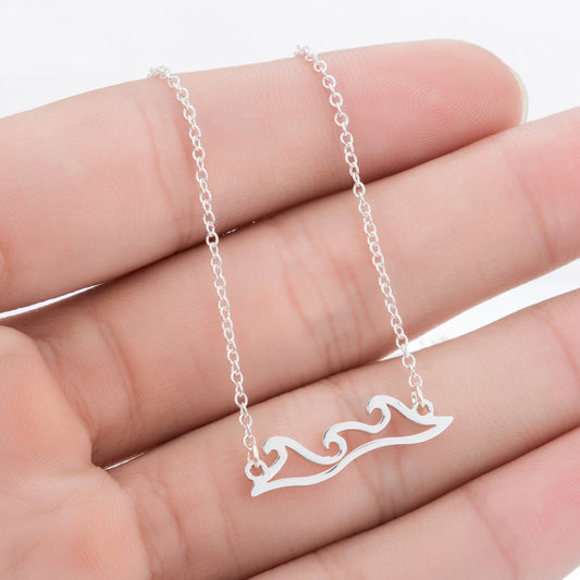 Stainless Steel Wave Necklaces & Pendants Beach Wedding Necklace Surfer Gift Tropical Wedding Jewelry - AstroVerse™
