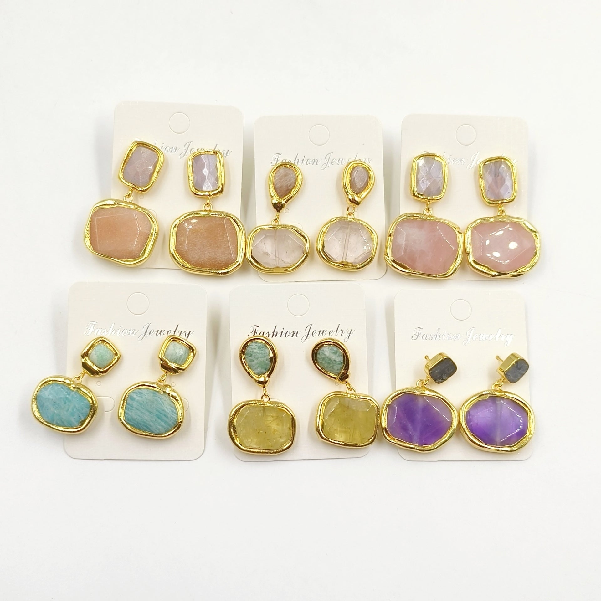 Transparent Gemstone Dangle Earrings - Double Hoop Water Drop Crystal - AstroVerse™