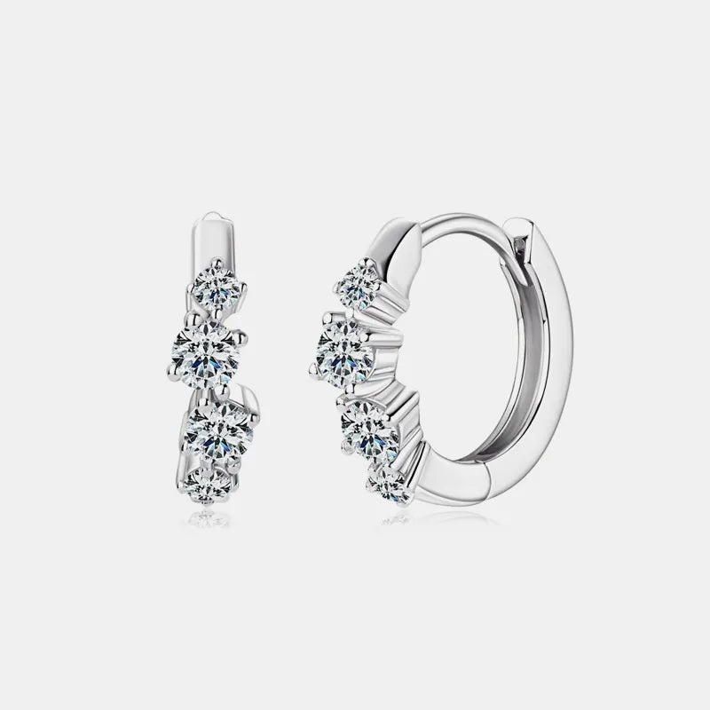 925 Sterling Silver Moissanite Huggie Earrings - AstroVerse™