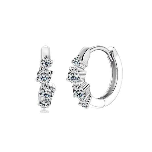 925 Sterling Silver Moissanite Huggie Earrings - AstroVerse™