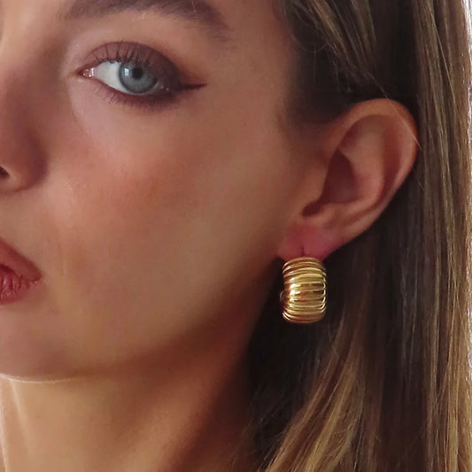 Waterproof Geometric Earrings - PVD Gold Plated Irregular Drop Studs - AstroVerse™