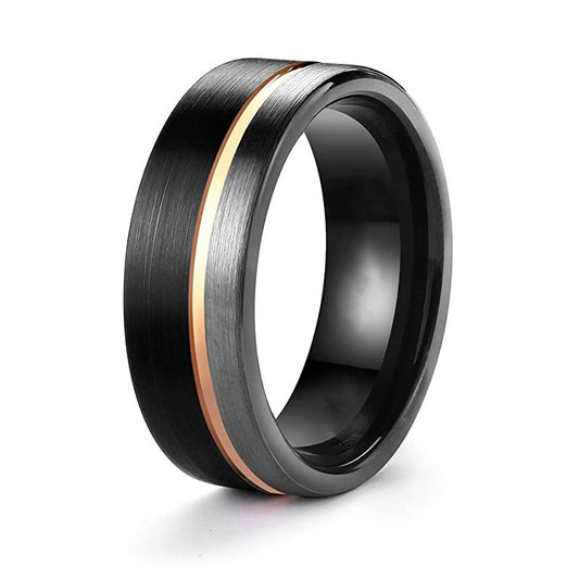 Two-Tone Tungsten Ring - Brushed and Polished Band Men Women - AstroVerse™