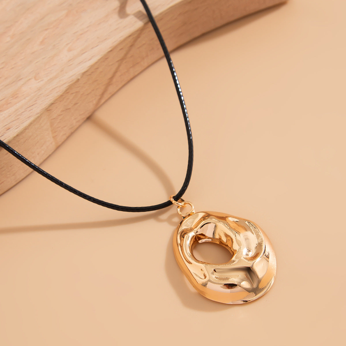 Hip Hop Hollow Pendant - Long Leather Wax Cord Necklace 120cm - AstroVerse™