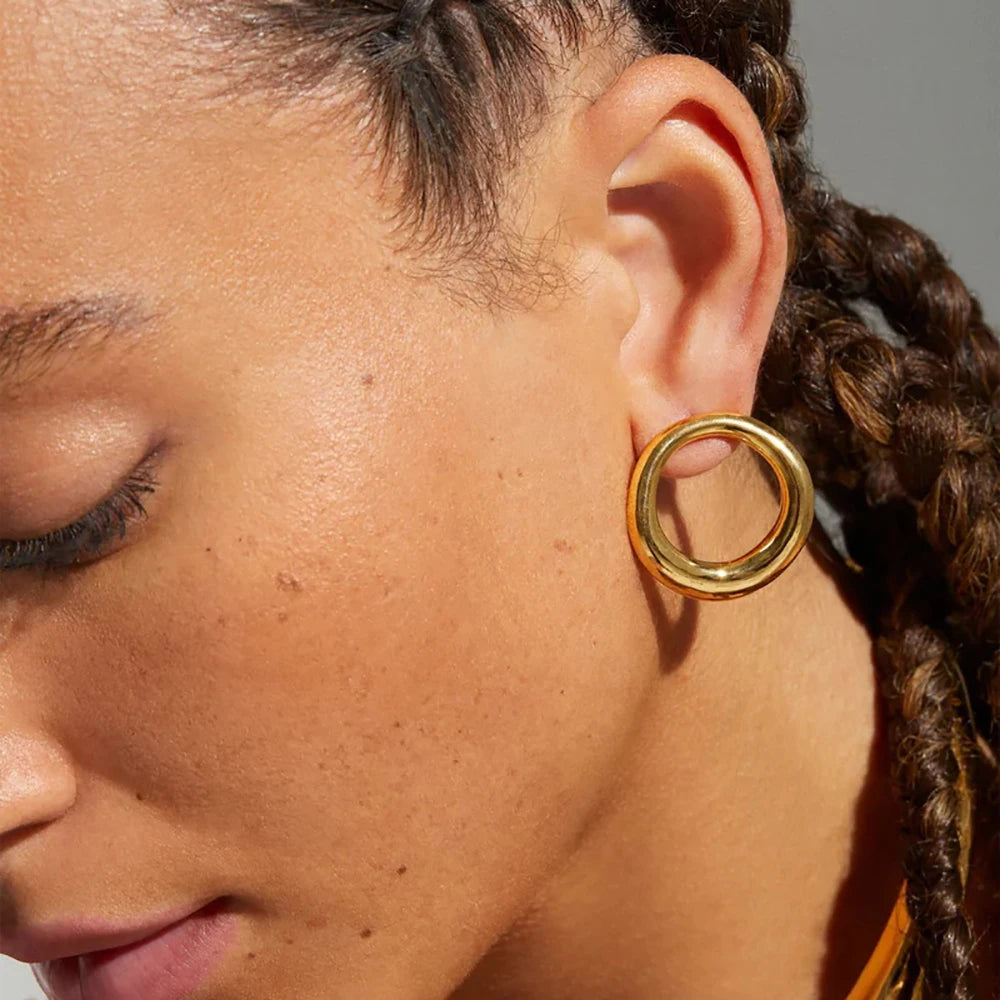 Waterproof Geometric Earrings - PVD Gold Plated Irregular Drop Studs - AstroVerse™