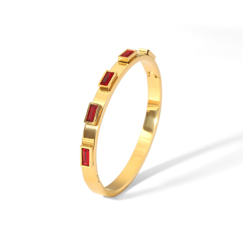 Geometric Bracelet Stainless Steel Zircon Bracelet Fashion Retro Titanium Steel Bracelet - AstroVerse™