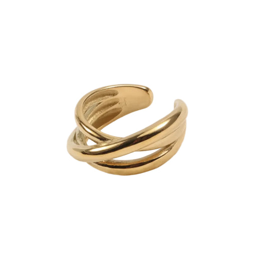 Stainless Steel Cross Ring Wide Band - Multilayer Design Women's Wedding - AstroVerse™