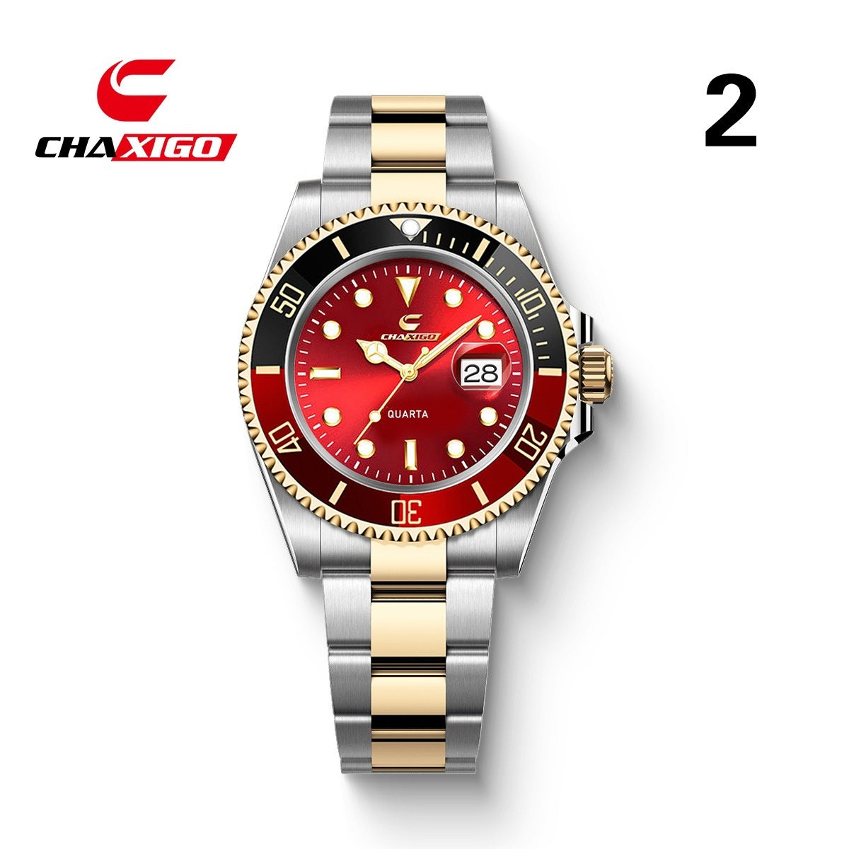 Swiss Brand CHAXIGO Men's Watch Green Submariner Style Waterproof Versatile Alloy Quartz Watch - AstroVerse™