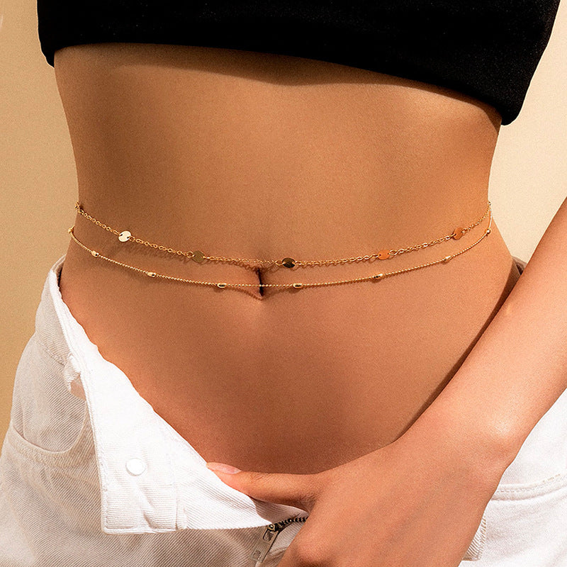 Retro Sexy Double-Layer Geometric Disc Metal Chain Waist Chain Female Street Shooting Fashion Stitching Suit Body Chain - AstroVerse™