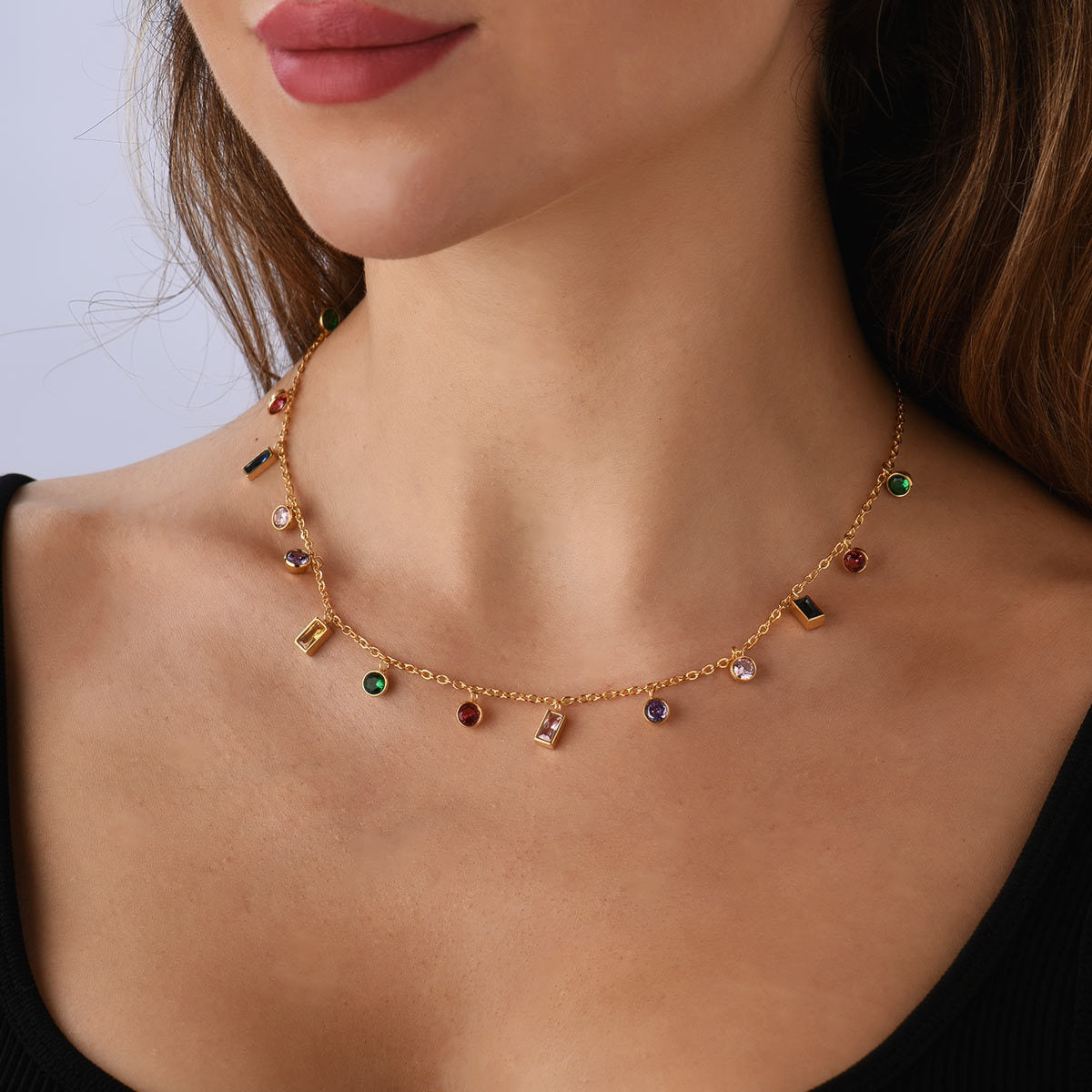 Colorful Zircon Necklace - Geometric Circle Pendant Statement Necklace - AstroVerse™