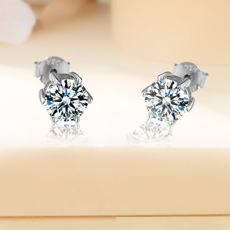 Moissanite Stud Earrings 925 Silver - 7mm Round Diamond Studs - AstroVerse™