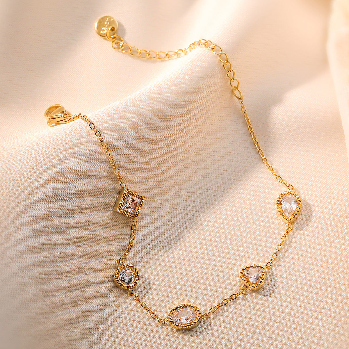 Titanium Steel Zircon Bracelet - Geometric Chain Bracelet Adjustable - AstroVerse™