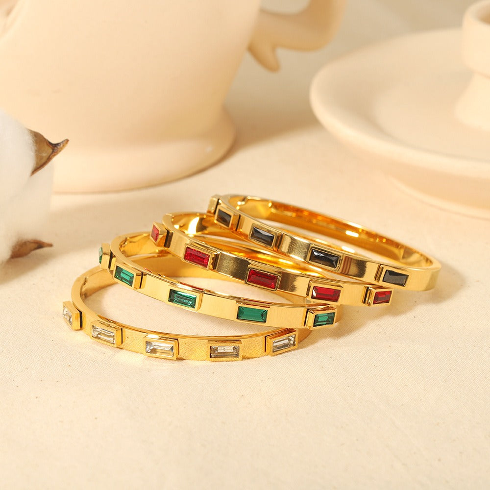 Geometric Bracelet Stainless Steel Zircon Bracelet Fashion Retro Titanium Steel Bracelet - AstroVerse™