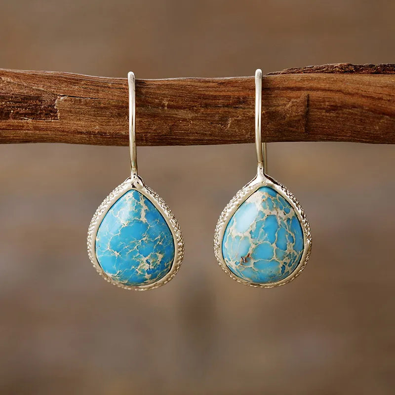 Copper Natural Stone Teardrop Shape Earrings - AstroVerse™