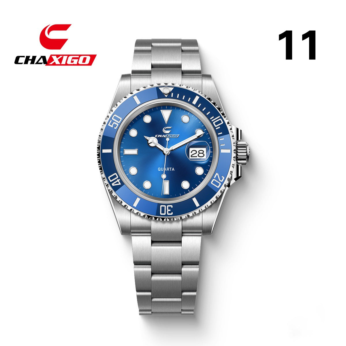 Swiss Brand CHAXIGO Men's Watch Green Submariner Style Waterproof Versatile Alloy Quartz Watch - AstroVerse™