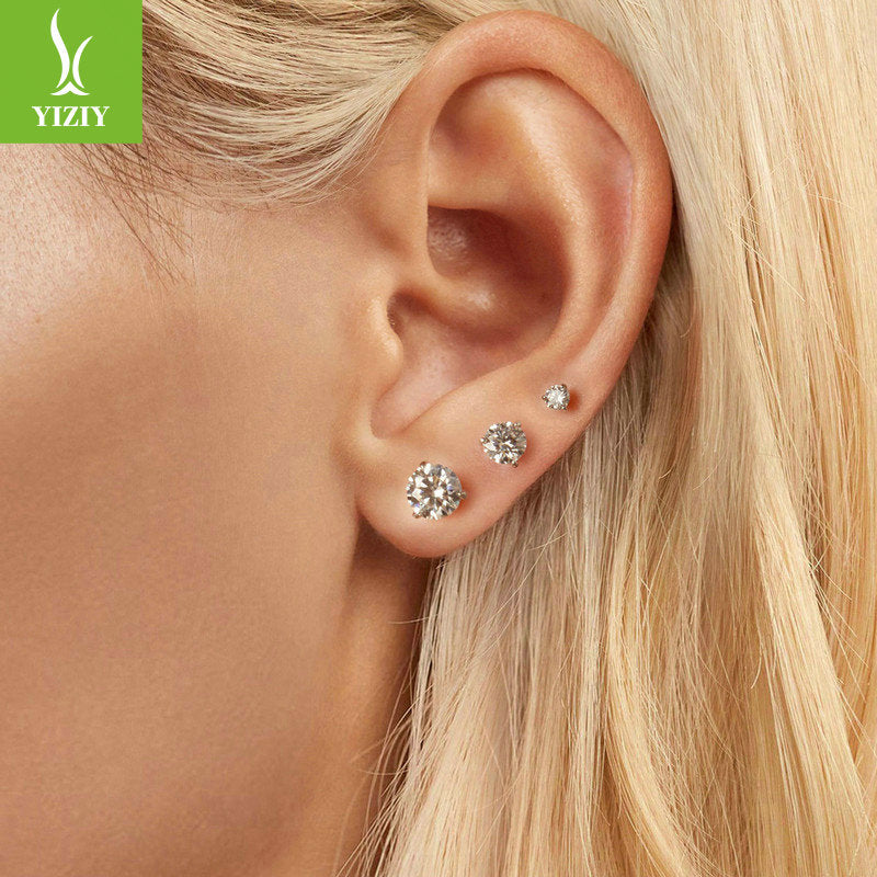 Moissanite Stud Earrings 925 Sterling Silver - Platinum Plated Three Claw - AstroVerse™