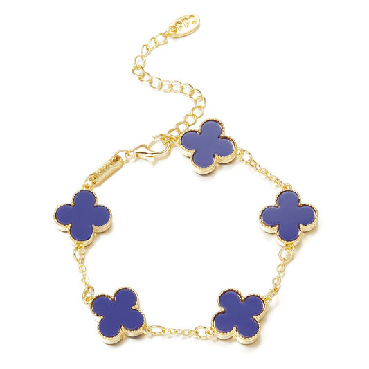 Minimalist women's Clover bracelet with five flower Fritillaria design by eprolo, featuring delicate floral jewelry.