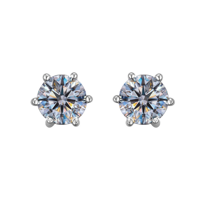 Moissanite Stud Earrings 925 Silver - 7mm Round Diamond Studs - AstroVerse™