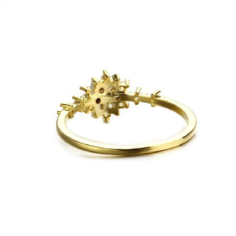 Snowflake Zircon Ring 925 Silver - 14K Gold or Platinum Plated - AstroVerse™