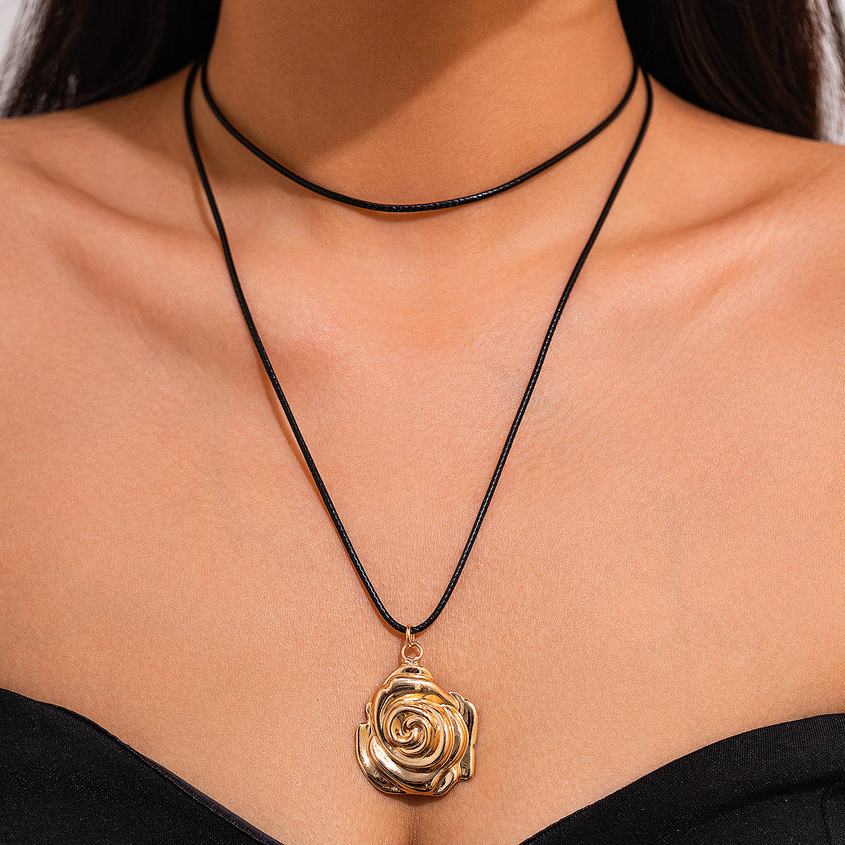 Hip Hop Hollow Pendant - Long Leather Wax Cord Necklace 120cm - AstroVerse™