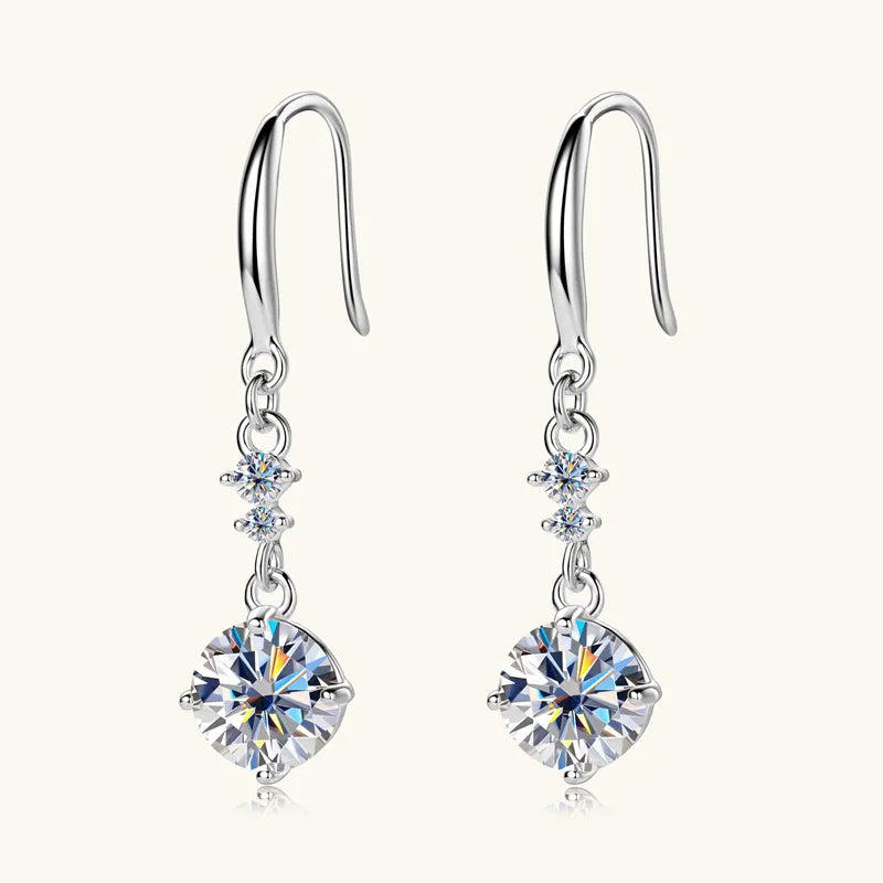 2 Carat Moissanite Earrings 925 Silver - Drop Dangle 29.3mm Certified - AstroVerse™