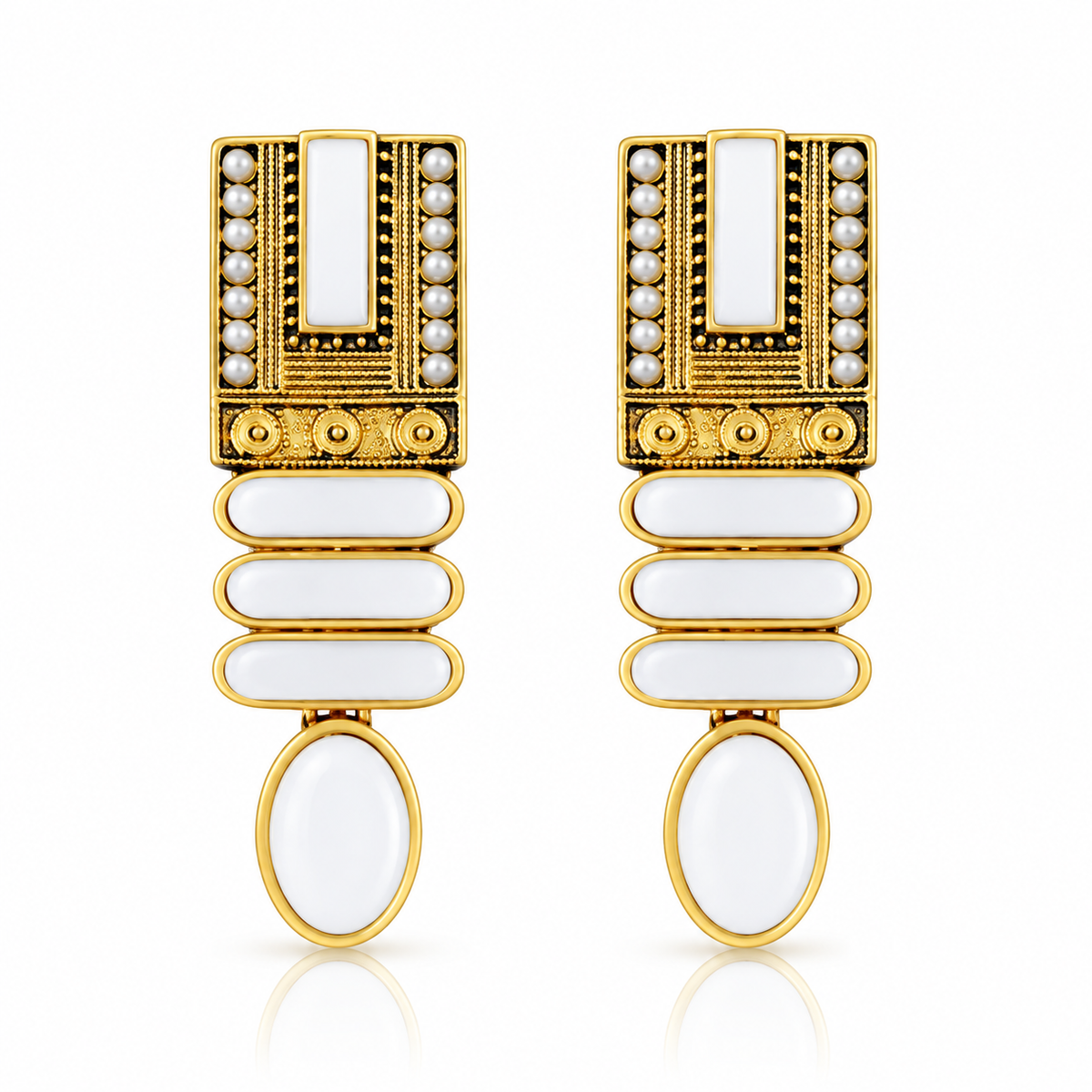 Geometric Artificial Pearl Earrings – French Retro Court Style